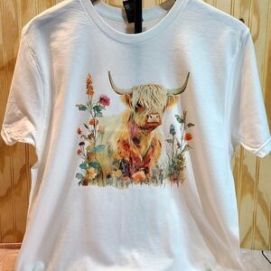 Floral Highland Cow Graphic Tee
